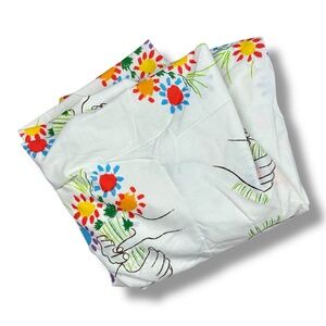 PICASSO VINTAGE HANDS AND FLOWERS QUEEN FLAT SHEET 1977